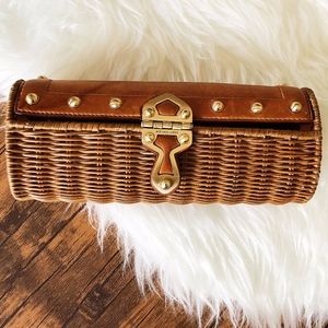 Michael Kors Leather and Wicker Clutch